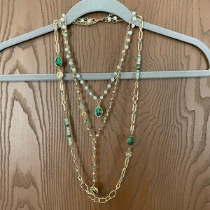 WHBM gold tone semi-precious convertible necklace